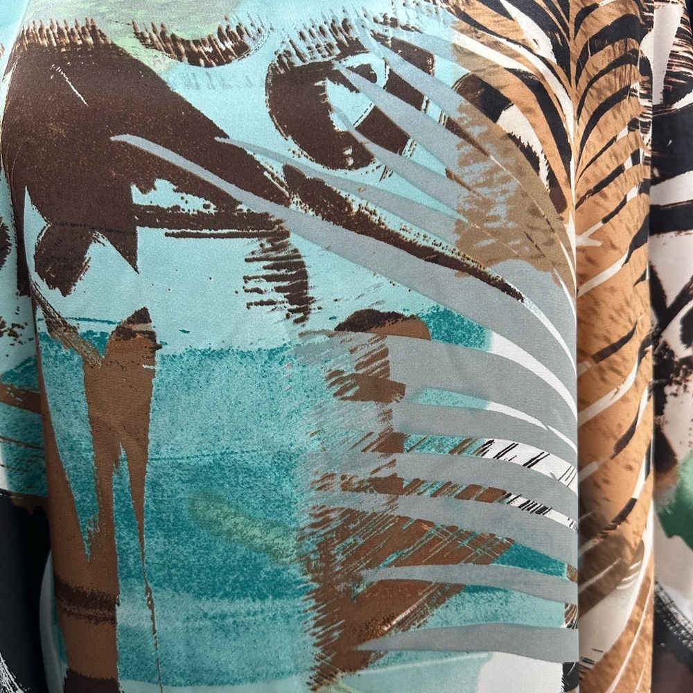 Chicos women’s Brown and Blue short sleeve Poncho style blouse Size: S/M - Picture 5 of 5